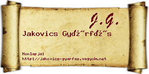 Jakovics Gyárfás névjegykártya
